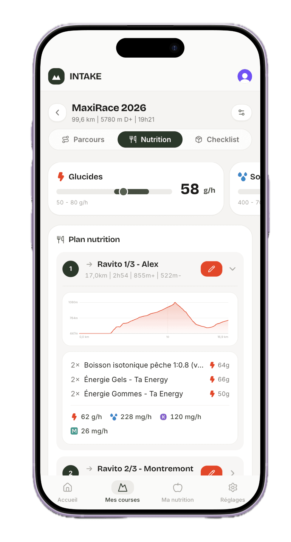 Intake — nutrition sur mobile